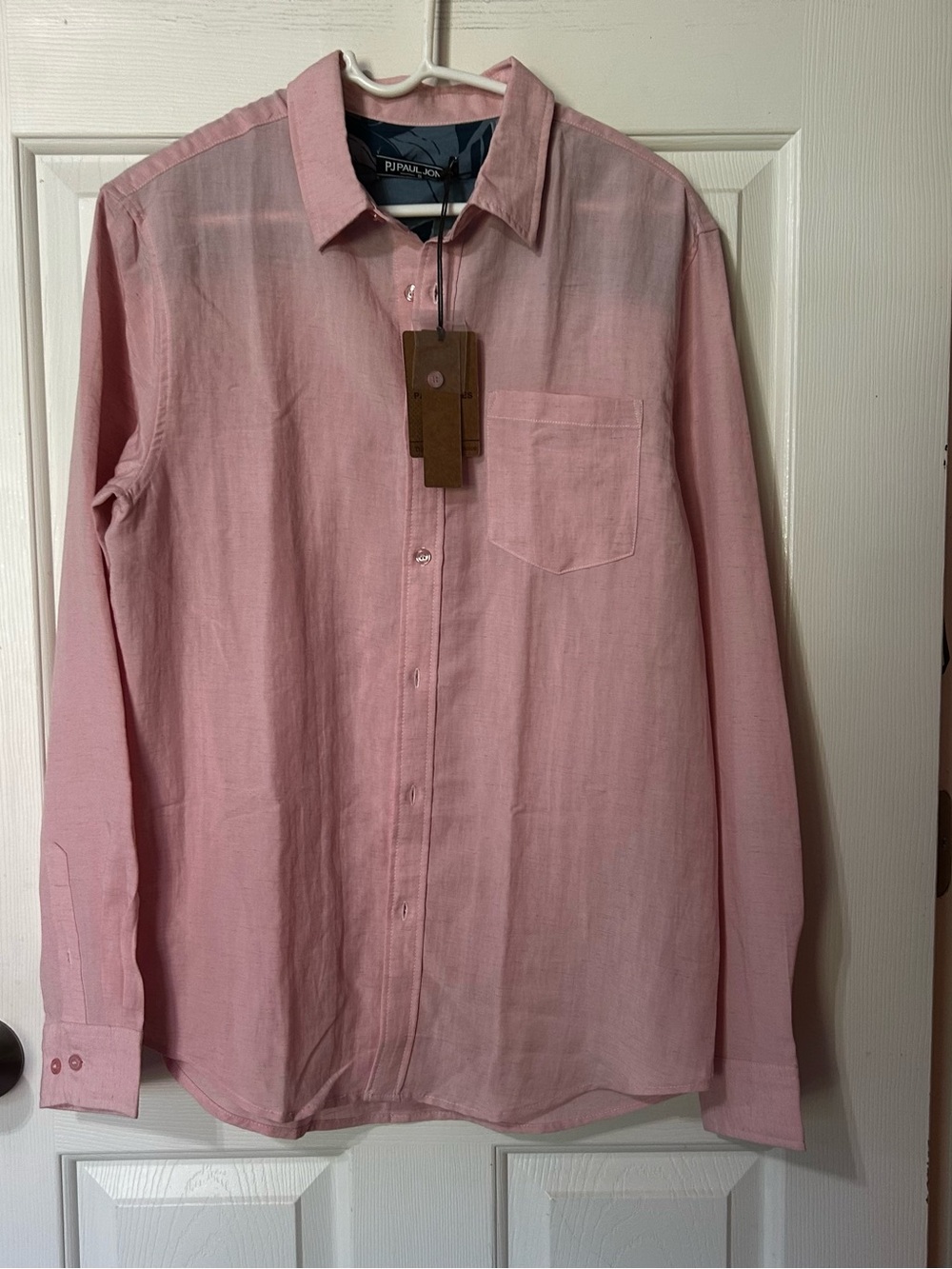 PJ Paul Jones Long-Sleeve Dress Shirt - Classic Chest Pocket Linen Blend NWT